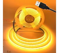 Bande USB COB - DC 5 V - 8 mm - Blanc/rose/rouge/blanc/jaune/jaune/bleu glacier/vert/RVB - Autocollant flexible - Pour décoration d'intérieur - Rétroéclairage TV (jaune, 1 m)