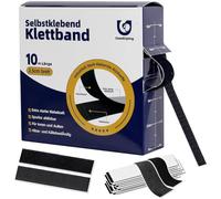 Bande Velcro autocollante - 25 mm × 10 m - Noir - Extra forte - Bande Velcro double face pour l'intérieur et l'extérieur