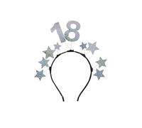 Bandeau 18 ans avec paillettes et étoiles, argent