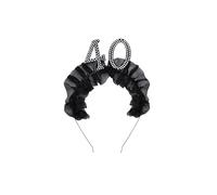 Bandeau 40 ans, avec tissu et perles, noir