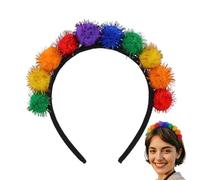 Bandeau à balle pour, bandeau arc-en-Pom | Bandeau de pom arc-en-coloré | Habiller des couvre-chefs, un ornement de cheveux, une coiffure de mode cosplay pour les femmes, les