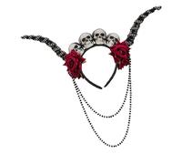Bandeau à breloques en corne d ' antilope florale, crâne à breloque Unique, pour Cosplay, Festivals de musique d ' halloween, événement à thème, jeu de rôle, décoration de cheveux