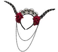Bandeau à breloques Unique en corne d ' antilope florale, crâne, pour Cosplay, Festivals de musique d ' halloween, événement à thème, couvre-chef d ' halloween