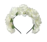 Bandeau à cheveux à couronne florale for fêtes de mariage, accessoires photo, couvre-chef à couronne florale for femmes et filles(White)