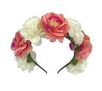Bandeau à cheveux à couronne florale for fêtes de mariage, accessoires photo, couvre-chef à couronne florale for femmes et filles(Orange White)