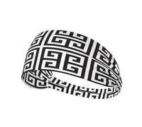 Bandeau à cheveux à géométrie grecque noir et blanc, bandeau élastique unisexe, bandeau évacuant l'humidité pour le sport, la course à pied, le yoga.