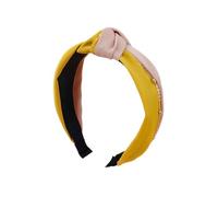 Bandeau à cheveux avec nœud de couleur - Chaîne simple en tissu - Bandeau tendance pour fille (jaune + marron)