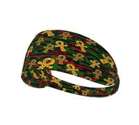 Bandeau à cheveux avec symbole des dieux égyptiens Ankh rouge et vert, bandeau élastique unisexe, bandeau évacuant l'humidité pour le sport, la course à pied, le yoga.