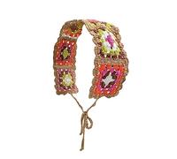 Bandeau à cheveux en crochet pour femme - Motif floral - Rectangulaire - Élastique - Accessoires pour cheveux