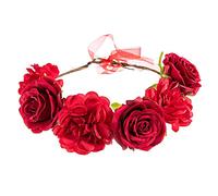 Bandeau à cheveux en silicone - Couronne de fleurs - Nacre - Pour femme - Bandeau de course (rouge, taille unique)