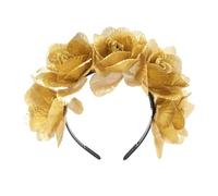 Bandeau à cheveux en tissu synthétique pour femme - Fleur de rose - Pour carnaval, fête - Élégant - Ornement floral