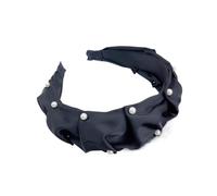 Bandeau à cheveux large avec perles volantées, bandeau de mariée, accessoire tendance et élégant pour femme (noir)