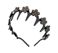 Bandeau à cheveux ondulé avec fleur en strass - Accessoire de cheveux confortable pour adultes, adolescentes, filles, douche, entraînement, gym, lavage du visage