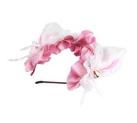 Bandeau à Cheveux Oreilles de Chat en Tissu pour Filles, Rose | Accessoire Léger et Confortable, Style Chic pour Fête et Cosplay, Facile à Porter, Portable en Soirée