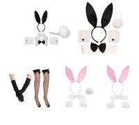 Bandeau à cheveux pour femme, queue de lapin, nœud papillon, bas résille, gants pour déguisement, cosplay, rôle pour jeu de rôle
