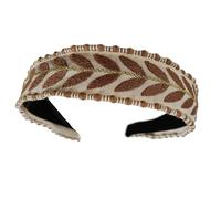 Bandeau à cheveux réglable antidérapant avec feuilles brodées - Accessoire de cheveux léger et confortable pour femme - Nœud antidérapant