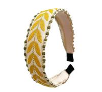 Bandeau à cheveux réglable antidérapant avec feuilles brodées - Accessoire de cheveux léger et confortable pour femme - Nœud antidérapant