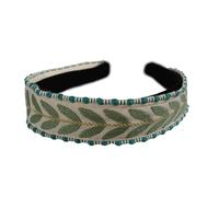 Bandeau à cheveux réglable antidérapant avec feuilles brodées - Accessoire de cheveux léger et confortable pour femme - Nœud antidérapant