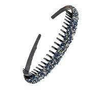 Bandeau à cheveux tendance avec strass et peigne à dents brillant pour le lavage du visage - Pour femme - Soins de la peau et accessoires de maquillage quotidiens
