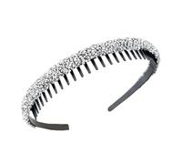 Bandeau à cheveux tendance avec strass et peigne à dents brillant pour le lavage du visage - Pour femme - Soins de la peau et accessoires de maquillage quotidiens