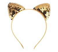 Bandeau à cheveux tendance pour enfants, motif écailles de poisson, paillettes et oreilles de chat, pour filles (jaune)