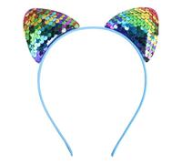 Bandeau à cheveux tendance pour enfants, motif écailles de poisson, paillettes et oreilles de chat, pour filles (coloré)