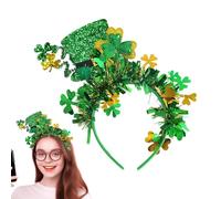 Bandeau à cheveux trèfle | Cloverleaf Bandeau à cheveux Anneaux Vert | Costume de carnaval irlandais Accessoires avec chapeau de prune pour femmes et filles