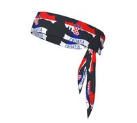 Bandeau à cravate réglable avec évacuation de l'humidité pour homme et femme, motif carte de la Croatie, imprimé drapeau national de la Croatie