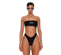 Bandeau à découpe extrême, bas de maillot de bain "Muse" à imprimé graphique avec dos échancré et jambes hautes. Tenues de plage sexy pour l'été, les vacances, les sorties en club à Ibiza. L,M,S,XL,XS