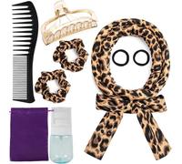 Bandeau à friser sans chaleur pour boucles pendant la nuit, ruban à friser sans chaleur et ensemble pour cheveux longs (imprimé léopard)