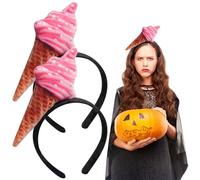 Bandeau à la crème glacée 2pcs 8.3x4.7 pouces de crème glacée Bandeaux en forme de cône pour femmes mignonnes roman en tissu pour Halloween, cosplay, costume, fête, st