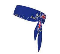 Bandeau à nouer avec motif carte de Nouvelle-Zélande avec drapeau imprimé pour homme et femme, bandeau ninja, bandeau réglable évacuant l'humidité et rafraîchissant
