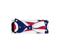 Bandeau à nœud pour bébé fille avec drapeau de l'État de l'Ohio - Bandeau en polyester doux et extensible, parfait pour les nouveau-nés, 0 à 6 mois, cadeau de bébé, accessoire photo