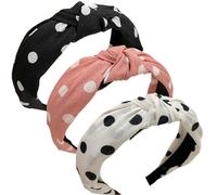 Bandeau à nœud supérieur pour femmes 3 pièces, bandeau noué à pointe ondulée, turban large uni, pinces cheveux Vintage pour un usage quotidien, rendez-vous