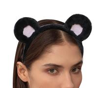 Bandeau à oreilles d'animaux - Bandeau en peluche en forme d'ours - Bracelet de costume de maquillage - Tissu doux et doux - Design amusant avec bande extensible - Parfait pour se laver le visage
