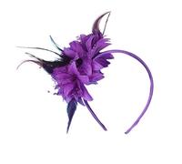 Bandeau à Plumes Chapeau bibi for femme, serre-tête, fleur, plumes, maille, fil, fête, mariage, accessoires for cheveux(Purple)
