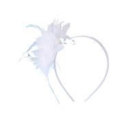 Bandeau à Plumes Chapeau bibi for femme, serre-tête, fleur, plumes, maille, fil, fête, mariage, accessoires for cheveux(White)