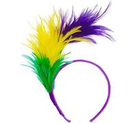 Bandeau à Plumes Coiffe de Carnaval,Vintage Serre-Têtes Plumes, 1920s Serre Tete Charleston Femme, Cerceau de Cheveux Cosplay Costume pour Halloween Carnaval Pâques Mariage (Tricolore)