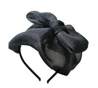 Bandeau à plumes demi-chapeau avec nœud pour femme French Hairhoop Robes de soirée Couvre-cheveux Vintage Party Accessoires pour cheveux