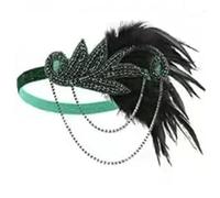 Bandeau à Plumes Ecowalson 1920's bandeau accessoires de déguisement Charleston costume clapet casque Great Gatsby plume perlé(Pink)