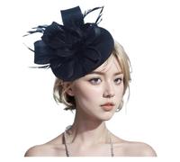 Bandeau à plumes et fleurs for mariage, couvre-chef for femme, chapeau de course Royal Ascot, pilulier, cocktail, thé, Derby, for femme(Black,Diameter about 16cm)