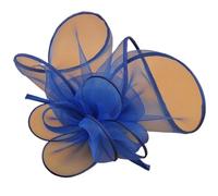 Bandeau à plumes et fleurs for mariage, couvre-chef for femme, chapeau de course Royal Ascot, pilulier, cocktail, thé, Derby, for femme(Blue)