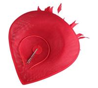 Bandeau à plumes et fleurs for mariage, couvre-chef for femme, chapeau de course Royal Ascot, pilulier, cocktail, thé, Derby, for femme(Red)