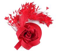 Bandeau à plumes et fleurs for mariage, couvre-chef for femme, chapeau de course Royal Ascot, pilulier, cocktail, thé, Derby, for femme(Red)