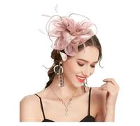 Bandeau à plumes et fleurs for mariage, couvre-chef for femme, chapeau de course Royal Ascot, pilulier, cocktail, thé, Derby, for femme(Pink)