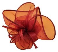 Bandeau à plumes et fleurs for mariage, couvre-chef for femme, chapeau de course Royal Ascot, pilulier, cocktail, thé, Derby, for femme(Wine Red)