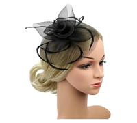 Bandeau à plumes et fleurs for mariage, couvre-chef for femme, chapeau de course Royal Ascot, pilulier, cocktail, thé, Derby, for femme(Black)