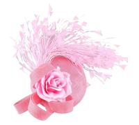 Bandeau à plumes et fleurs for mariage, couvre-chef for femme, chapeau de course Royal Ascot, pilulier, cocktail, thé, Derby, for femme(Pink)