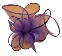 Bandeau à plumes et fleurs for mariage, couvre-chef for femme, chapeau de course Royal Ascot, pilulier, cocktail, thé, Derby, for femme(Purple)