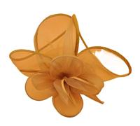 Bandeau à plumes et fleurs for mariage, couvre-chef for femme, chapeau de course Royal Ascot, pilulier, cocktail, thé, Derby, for femme(Camel)